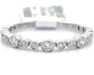0.28 Carat Diamond Bubble Bezel Semi-Eternity Stacking Ring in 14k White Gold