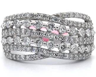 1 Carat Diamond Criss-Cross Band Ring in 14k White Gold