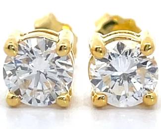1 Carat Diamond Round Four-Prong Solitaire Stud Earrings