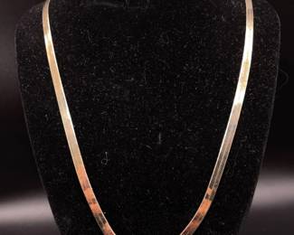 Sterling Silver Gold-Plated Herringbone Necklace, 22"