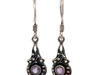 Amethyst Drop Earrings in Sterling Silver