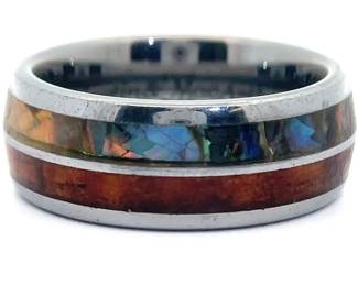 Designer Martin & MacArthur Hawaiian Inlay Tungsten Band Ring