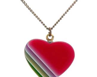Lea Stein Heart Pendant Necklace, Made in France