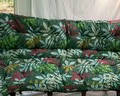 Lot 45: Vintage dark green floral love seat cushions