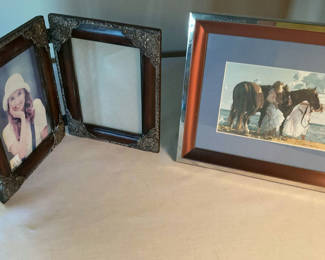 Lot 42: Ornate framed photos and beach print set