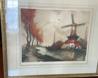 Lot 13: Signed, Numbered Vintage Lithograph of Holland, Artist j.V. Santen