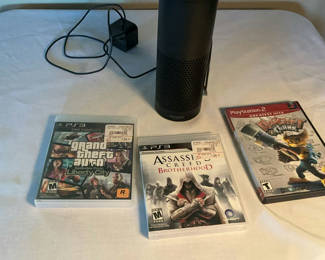 Lot 43: Amazon Echo, 3 Play Station Video Games