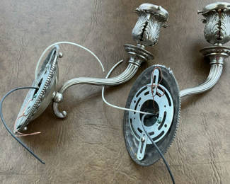 Lot 24: Vintage Silver Light Sconces