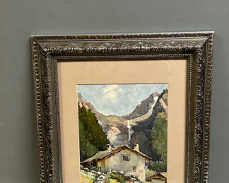 Lot 10: Landscape and Cottage Watercolor 