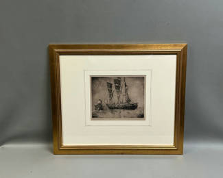 Lot 28: Signed Nautical Etching 