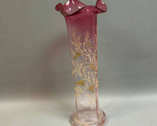 Lot 42: Victorian Moser hand-blown art glass vase. 