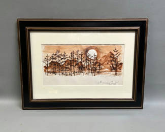 Lot 1: Signed Landscape Watercolor Painting