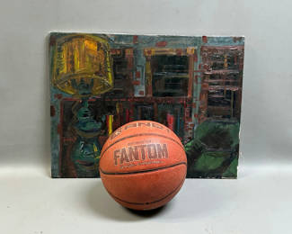 Lot 19: Abstract Living Room Scene Oil Painting 