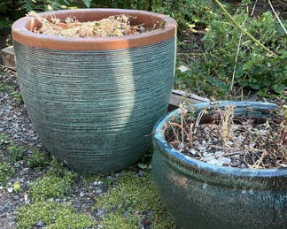 Lot 68: Pair Of Blue Ceramic Planters