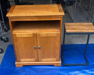 Lot 52: Cabinet With Pivoting Top and Small Table