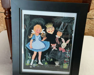 Lot 104: Vintage Leather Stool And Unique Original Art