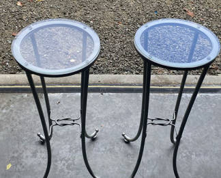 Lot 44: Glass Top metal Pedestal plant stands