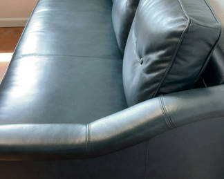 Lot 19: 7 Foot Blue Abbyson Leather Couch