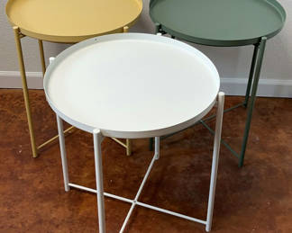 Lot 15: Trio Of Metal IKEA Tables With Removable Tops