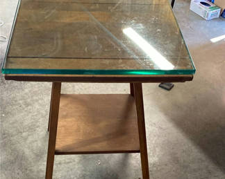Lot 114: Small WoodTable With Glass Top
