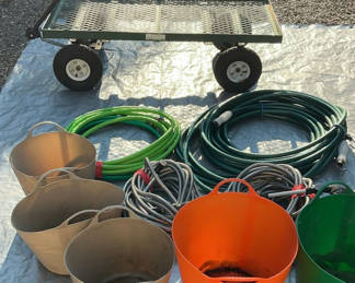 Lot 95: Yard Cart, Hoses And More