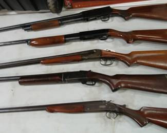 Brazilian 12 GA, Stevens model 311 Break action shotgun, Ithaca model 37, JC Higgins pump action, 10225