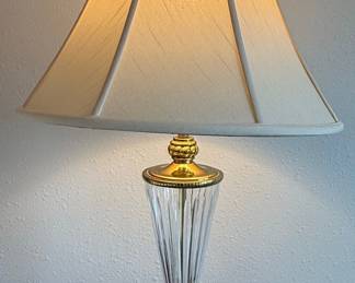 Neoclassical Style Crystal and Brass Table Lamp