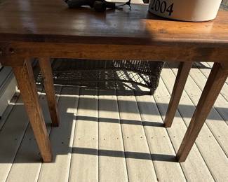 Rustic Farmhouse Pine Side Table with Drawer