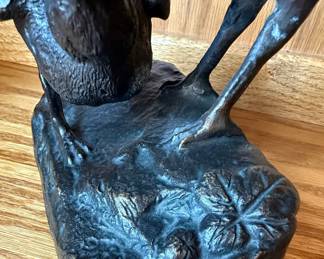 Bronze Two Birds on Naturalistic Base Sculpture Style