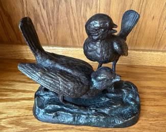 Bronze Two Birds on Naturalistic Base Sculpture Style