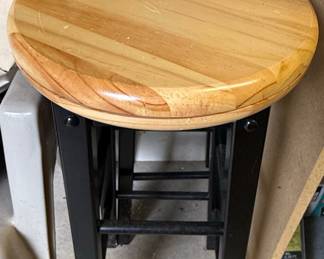 Industrial Style Round Wooden Bar Stools (Set of 2)