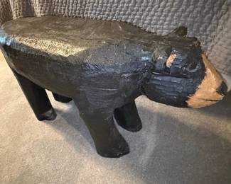 Hand-Carved Black Bear Style Bench