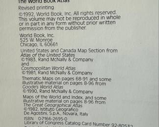 1992 World Book Atlas Hardcover Reference Book