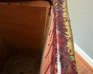 Red Drip Glaze Tapered Square Planter
