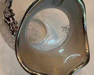 Mid-Century Silver Overlay Glass Pitcher