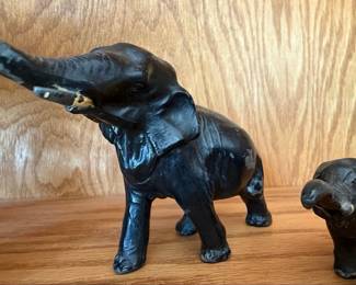 Vintage Cast Iron Elephant Family Sculpture