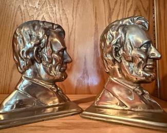 Abraham Lincoln Profile Brass Bookends - PM American Craftsman Style