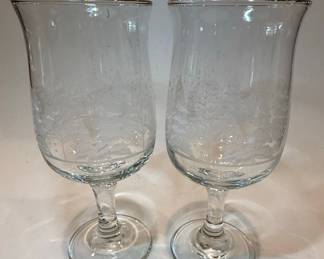 Libbey Arby's Winter Scene Gold Rim Goblets
