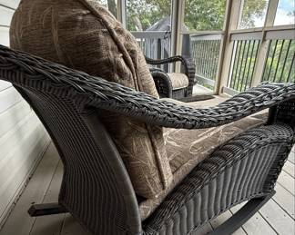 Resin Wicker Rocking Chair Set with Ottoman & Side Table