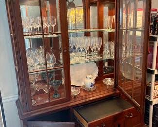 Reidel and Waterford Crystal glasses / Pennsylvania House China cabinet 