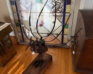 Living Room-Metal repurposed peacock-signed