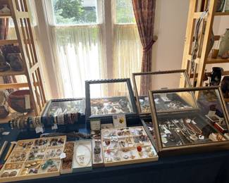 Parlor Case Table- Jewelry (Sterling), small artifacts & sculptures/figurines,