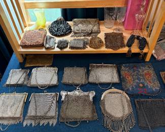 Case Table-antique mesh, beaded purses