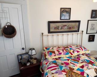 Upstairs Bedroom 3-iron bed, yard long painting on canvas, wooden commode