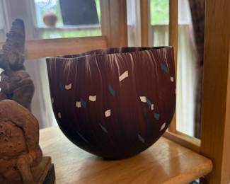 Parlor Case Table- Thomas Hoadley pottery bowl, purchased from artists home in 1984