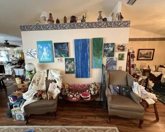 E foyer wall wingback chairs
