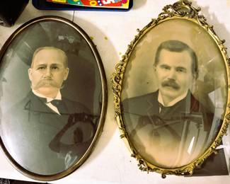 E Portraits in Oval Bubble Glass Frames