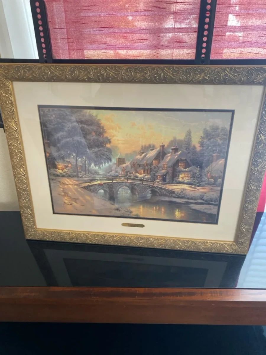  01 Thomas Kinkade Cobblestone Christmas Limited Edition Signed And Numbered Painting