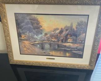  01 Thomas Kinkade Cobblestone Christmas Limited Edition Signed And Numbered Painting