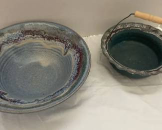 Two Handcrafted Pottery Bowls Largest One Signed
